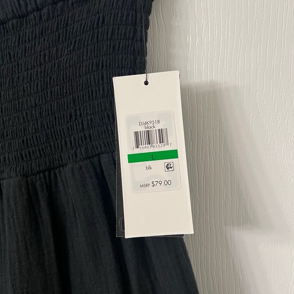 DKNY Women's Cotton Smocked-Waist Tiered Maxi Skirt  in Black Size Large - Picture 10 of 10